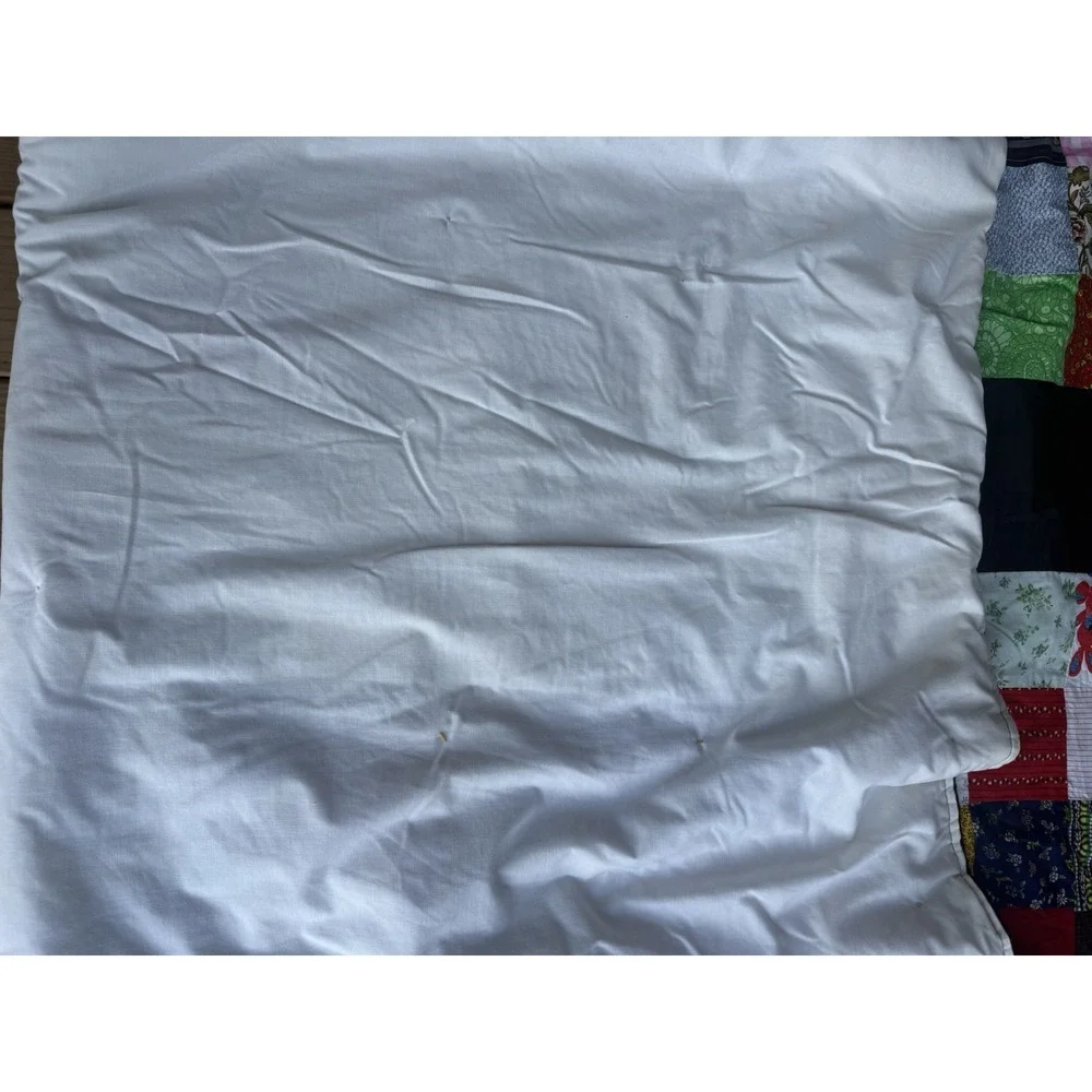 Vintage Patchwork Quilt Multicolor Patterns Squares Black Border 61x83